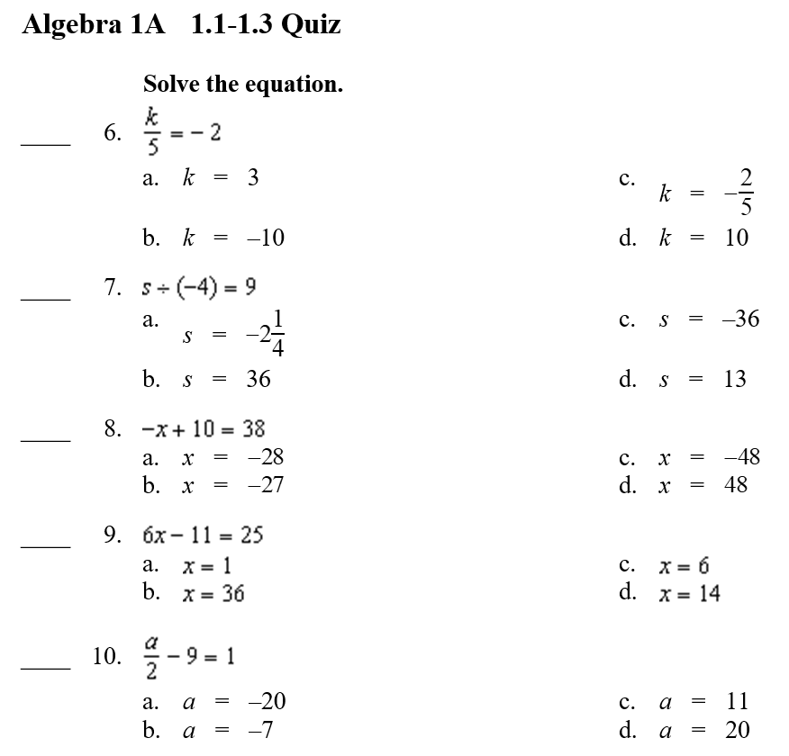Quiz 1 - 6º Ano - Aulas 1 e 2
